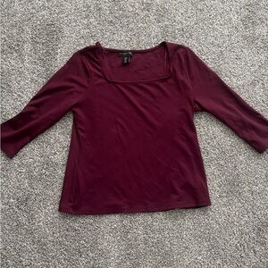 Adrienne Vittadini Deep Burgundy 3/4 Sleeve Top